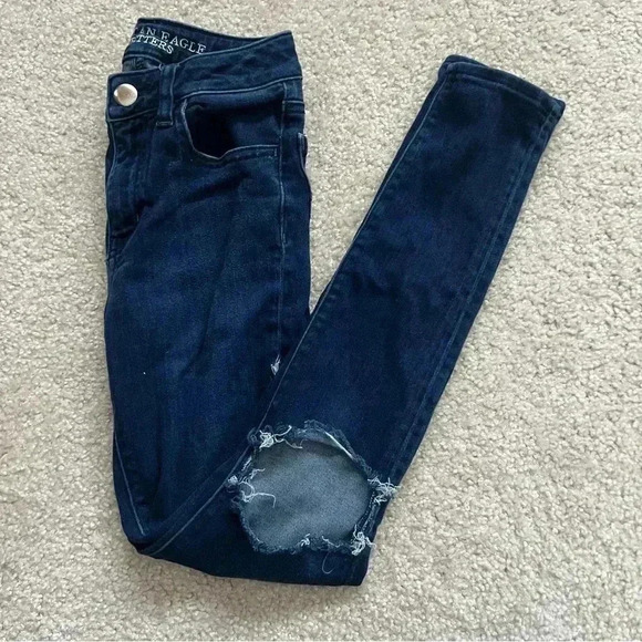 American Eagle Hi Rise Jeggings Pants Blue Women’s Size 0 Regular AEO Denim - Picture 10 of 12